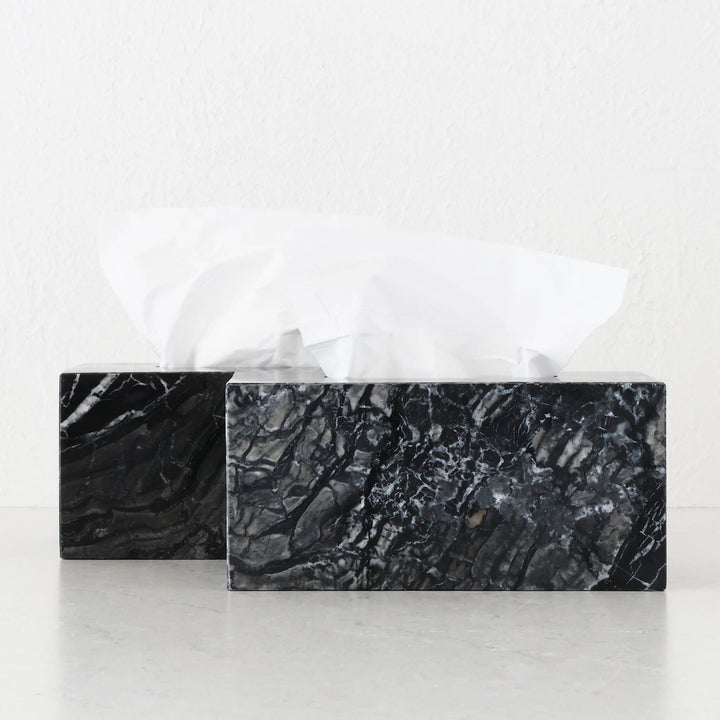CAMERO MARBLE RECTANGLE TISSUE BOX  |  BUNDLE X2  |  EMAS DARK GREY MARBLE