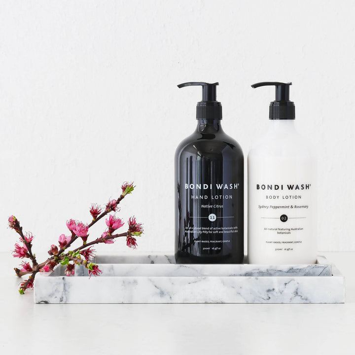 CAMERO MARBLE RECTANGLE TRAY  |  SET OF 2  |  CARRARA WHITE MARBLE