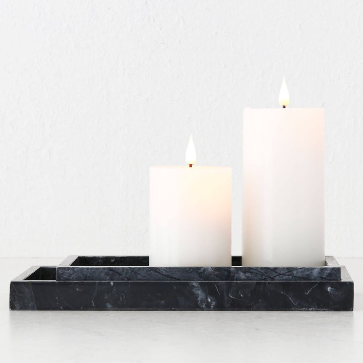 CAMERO MARBLE RECTANGLE TRAY  |  SET OF 2  |  EMAS DARK GREY MARBLE