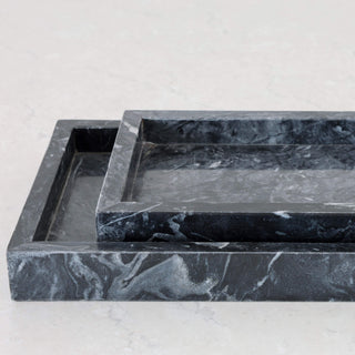 CAMERO MARBLE RECTANGLE TRAY  |  SET OF 2  |  EMAS DARK GREY MARBLE