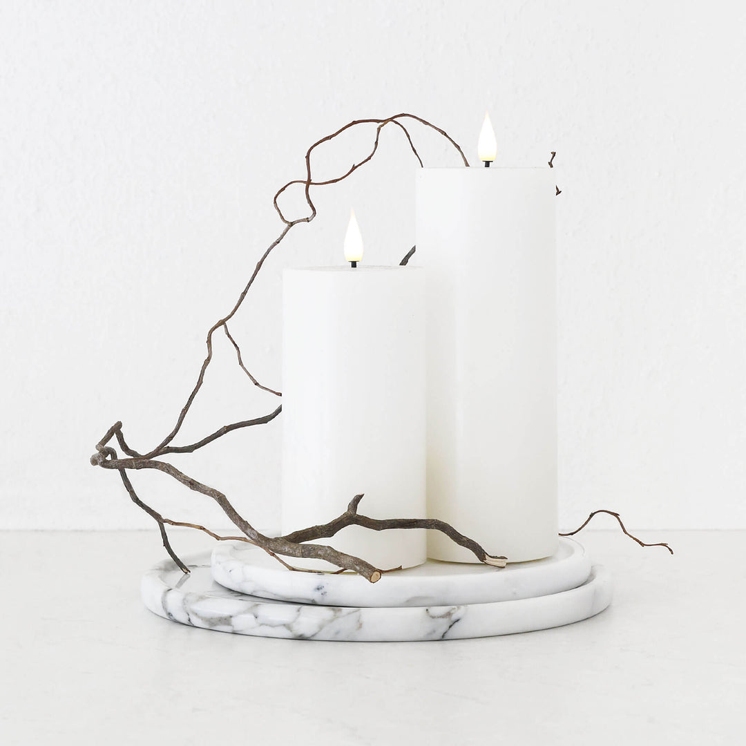 CAMERO MARBLE ROUND TRAY  |  SET OF 2  |  CARRARA WHITE MARBLE