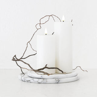 CAMERO MARBLE ROUND TRAY  |  SET OF 2  |  CARRARA WHITE MARBLE