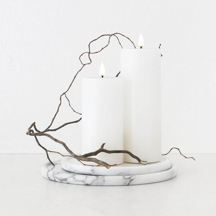 CAMERO MARBLE ROUND TRAY  |  SET OF 2  |  CARRARA WHITE MARBLE