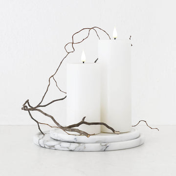 CAMERO MARBLE ROUND TRAY  |  SET OF 2  |  CARRARA WHITE MARBLE