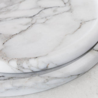CAMERO MARBLE ROUND TRAY  |  SET OF 2  |  CARRARA WHITE MARBLE