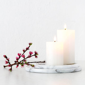 CAMERO MARBLE ROUND TRAY  |  SET OF 2  |  CARRARA WHITE MARBLE