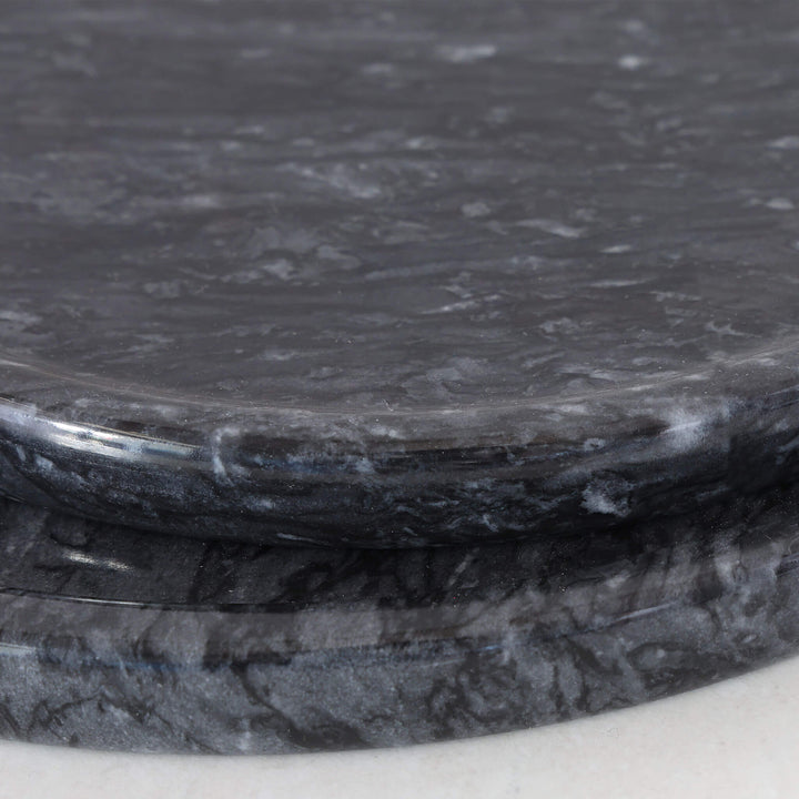 CAMERO MARBLE ROUND TRAY  |  SET OF 2  |  EMAS DARK GREY MARBLE