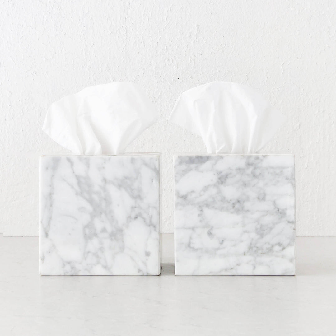 CAMERO MARBLE SQUARE TISSUE BOX  |  BUNDLE X2  |  CARRARA WHITE MARBLE