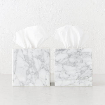 CAMERO MARBLE SQUARE TISSUE BOX  |  BUNDLE X2  |  CARRARA WHITE MARBLE