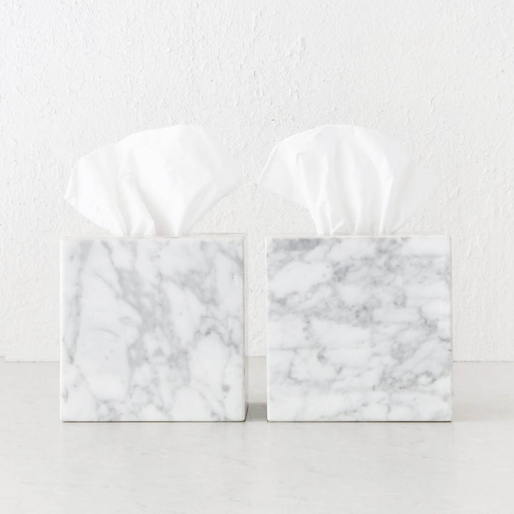 CAMERO MARBLE SQUARE TISSUE BOX  |  BUNDLE X2  |  CARRARA WHITE MARBLE