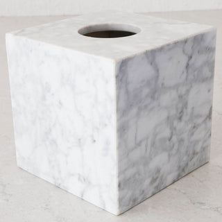 CAMERO MARBLE SQUARE TISSUE BOX  |  CARRARA WHITE MARBLE
