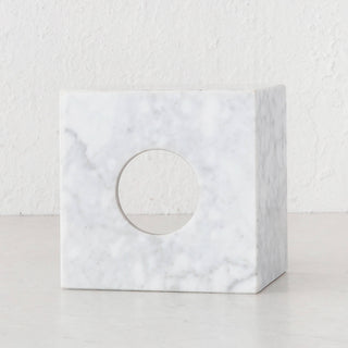 CAMERO MARBLE SQUARE TISSUE BOX  |  CARRARA WHITE MARBLE