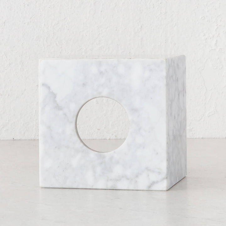 CAMERO MARBLE SQUARE TISSUE BOX  |  CARRARA WHITE MARBLE