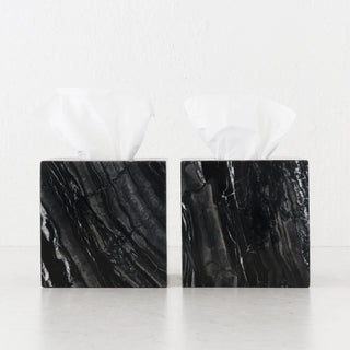 CAMERO MARBLE SQUARE TISSUE BOX  |  BUNDLE X2  |  EMAS DARK GREY MARBLE