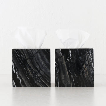 CAMERO MARBLE SQUARE TISSUE BOX  |  BUNDLE X2  |  EMAS DARK GREY MARBLE