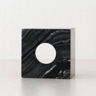 CAMERO MARBLE SQUARE TISSUE BOX  |  EMAS DARK GREY MARBLE
