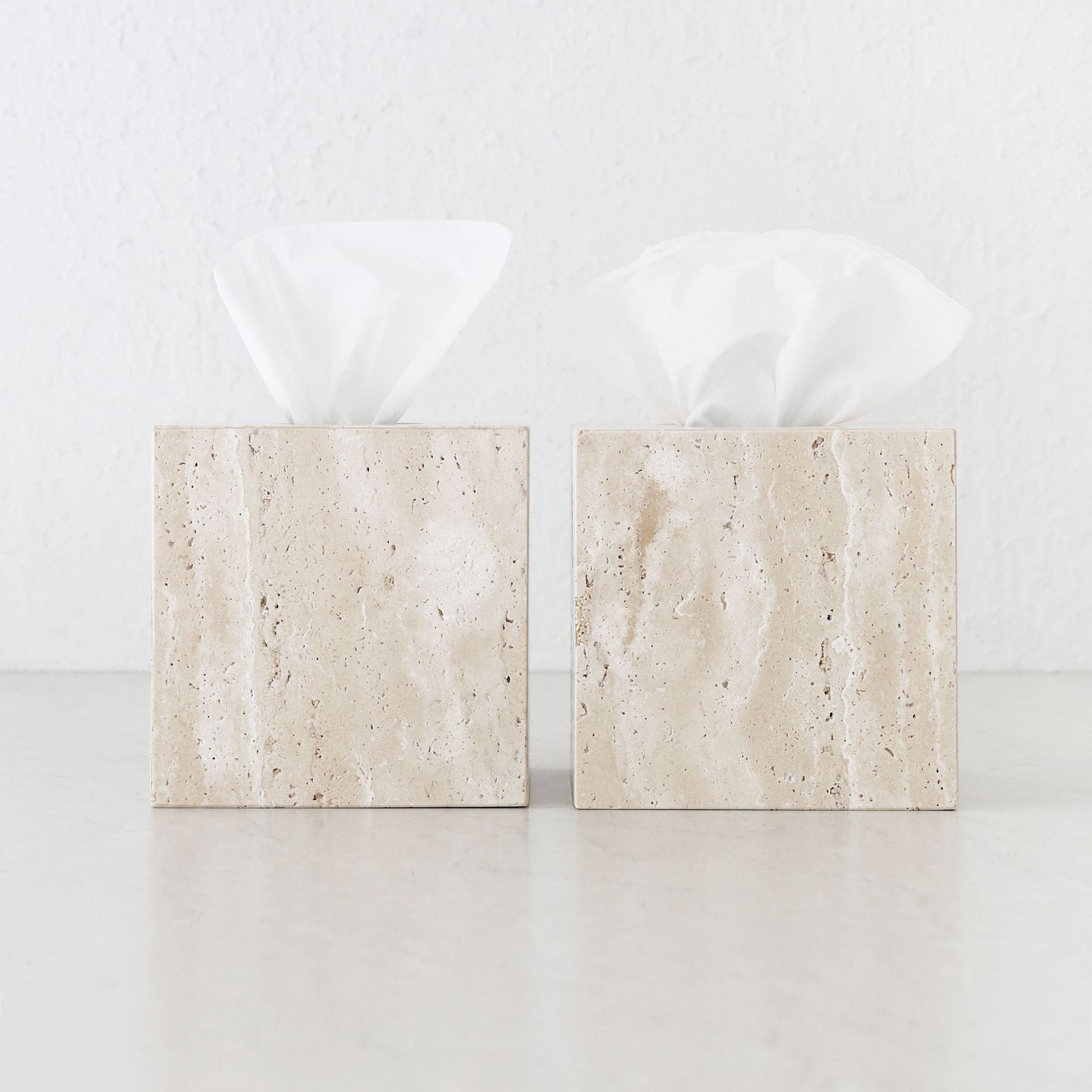 CAMERO STONE SQUARE TISSUE BOX | BUNDLE X2 | NATURAL BEIGE TRAVERTINE ...