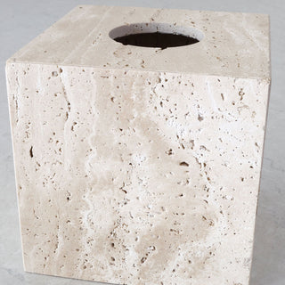 CAMERO STONE SQUARE TISSUE BOX  |  NATURAL BEIGE TRAVERTINE