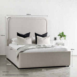 CAMMERAY ROUNDED TOP BED | KING | DIMPSE SILVER BOUCLE | MEASUREMENTS