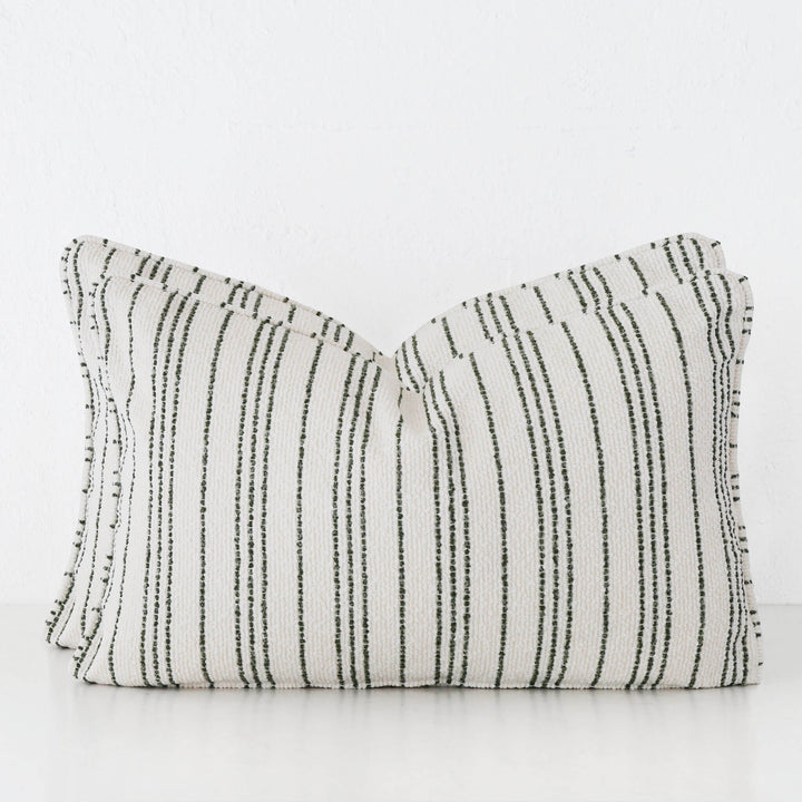CAMPANIA STRIPE CUSHION BUNDLE X2  |  40X60  |  NATURAL + BLADE OLIVE STRIPE
