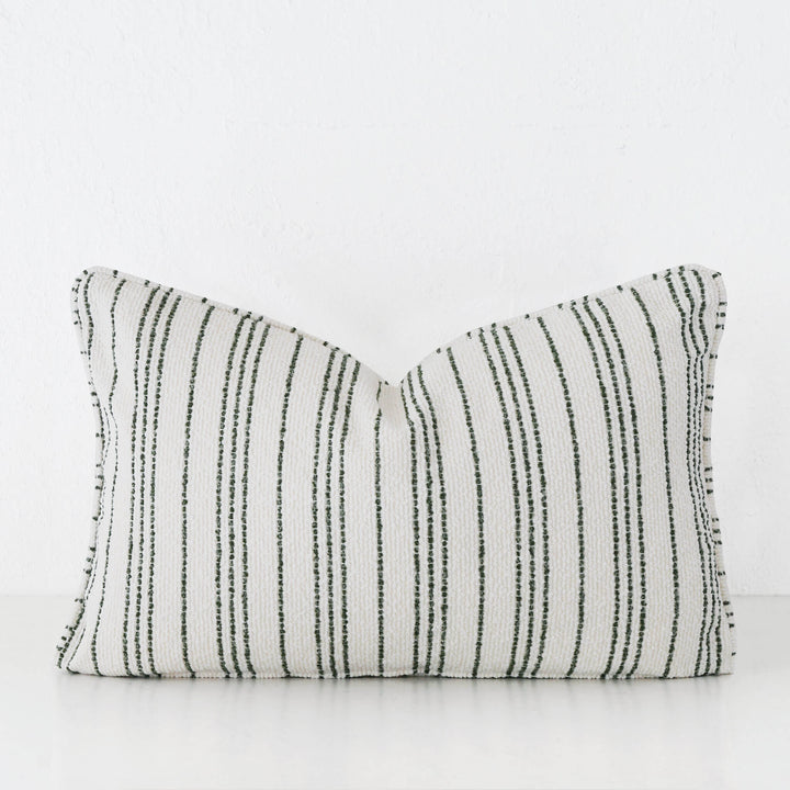 CAMPANIA STRIPE CUSHION  |  NATURAL + BLADE OLIVE   |  40X60 | 50X50 | 60X60