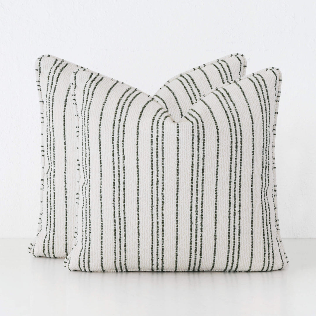 CAMPANIA STRIPE CUSHION BUNDLE X2  | 50X50  |  BLADE OLIVE + NATURAL STRIPE