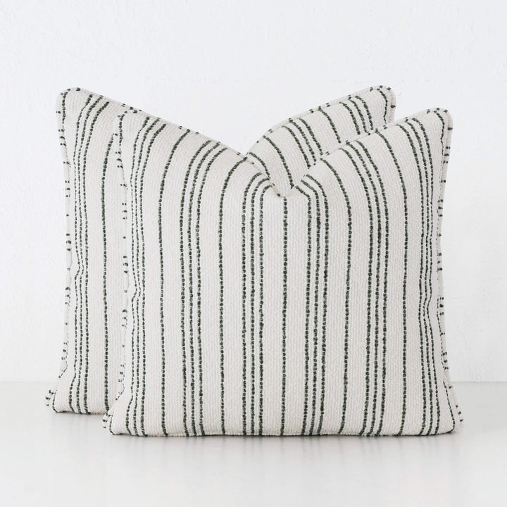 CAMPANIA STRIPE CUSHION BUNDLE X2  | 50X50  |  BLADE OLIVE + NATURAL STRIPE