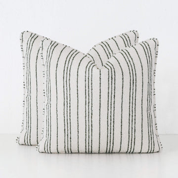 CAMPANIA STRIPE CUSHION BUNDLE X2  | 50X50  |  BLADE OLIVE + NATURAL STRIPE