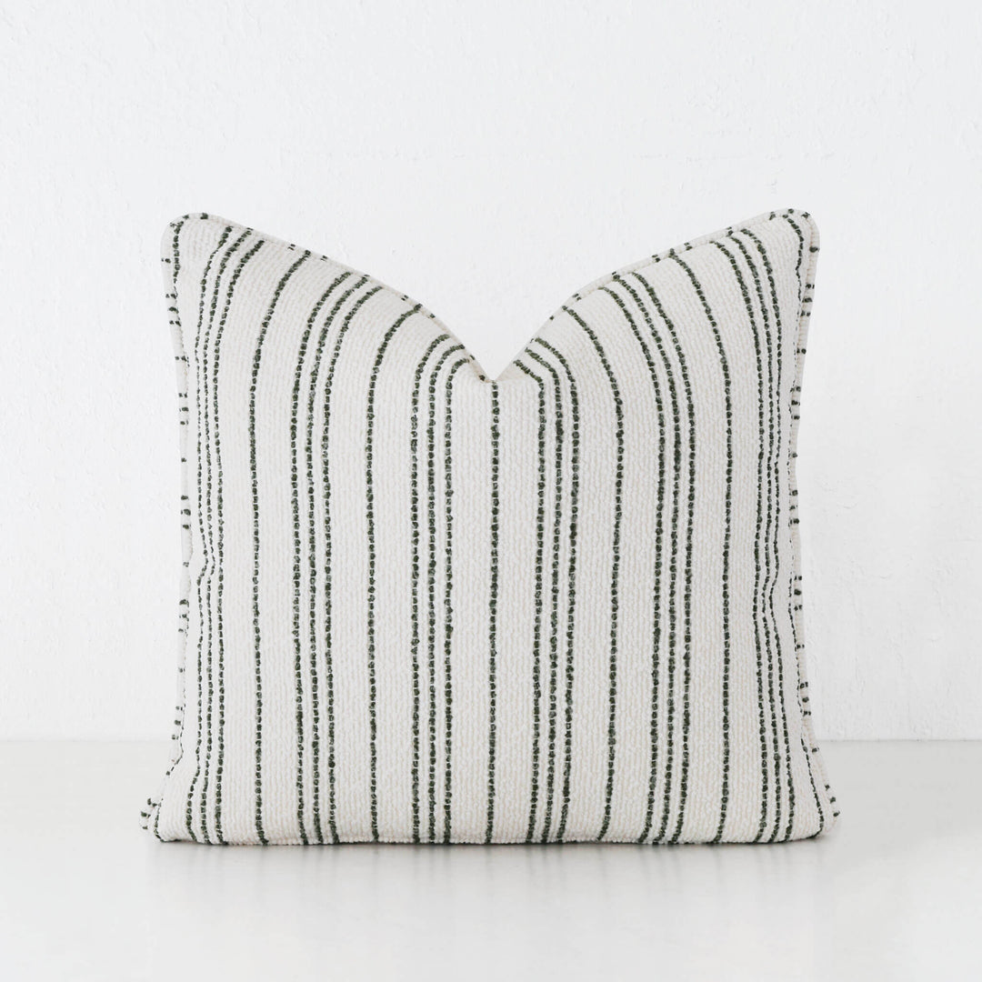 CAMPANIA STRIPE CUSHION  |  NATURAL + BLADE OLIVE   |  40X60 | 50X50 | 60X60