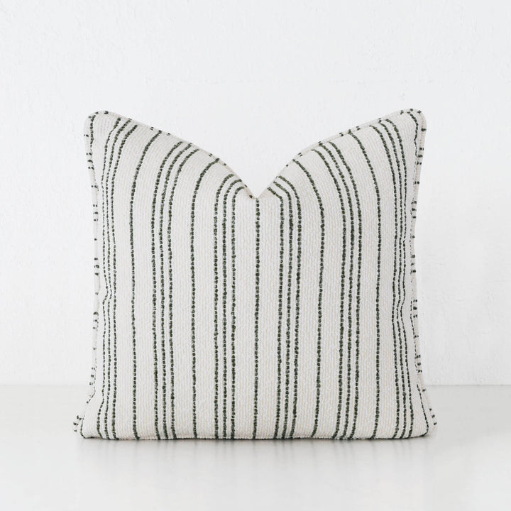 CAMPANIA STRIPE CUSHION  |  NATURAL + BLADE OLIVE   |  40X60 | 50X50 | 60X60