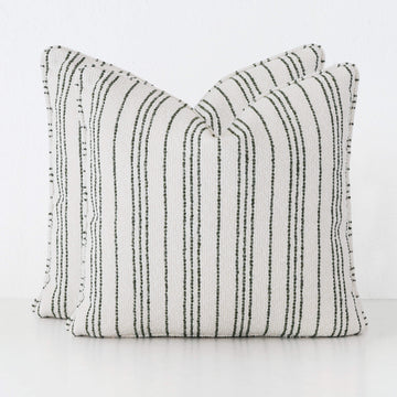 CAMPANIA STRIPE CUSHION BUNDLE X2  |  60X60  |  BLADE OLIVE + NATURAL STRIPE