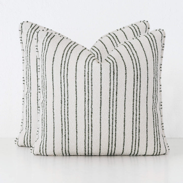 CAMPANIA STRIPE CUSHION BUNDLE X2  |  60X60  |  BLADE OLIVE + NATURAL STRIPE