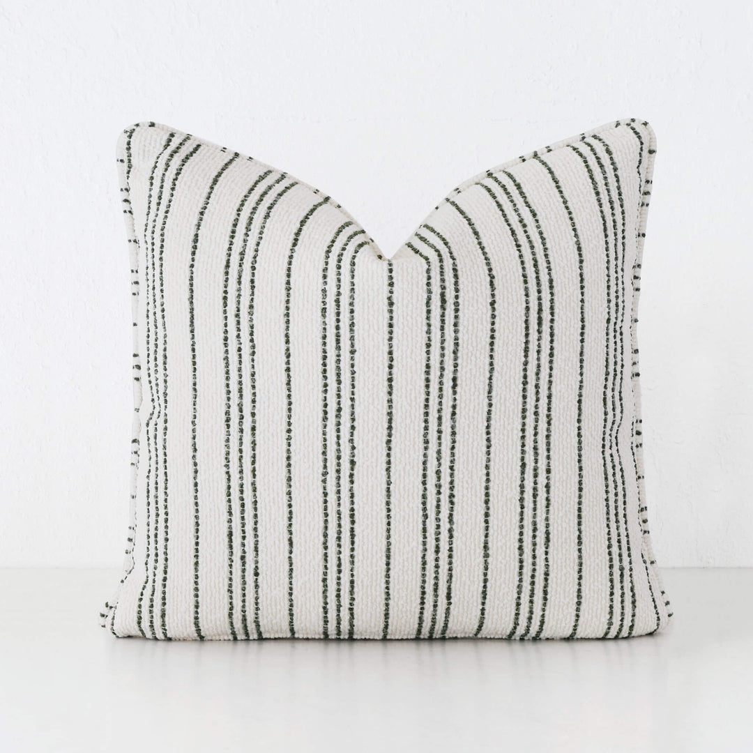 CAMPANIA STRIPE CUSHION  |  NATURAL + BLADE OLIVE   |  40X60 | 50X50 | 60X60
