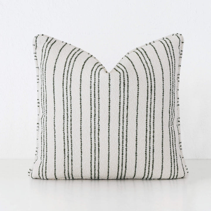 CAMPANIA STRIPE CUSHION  |  NATURAL + BLADE OLIVE   |  40X60 | 50X50 | 60X60