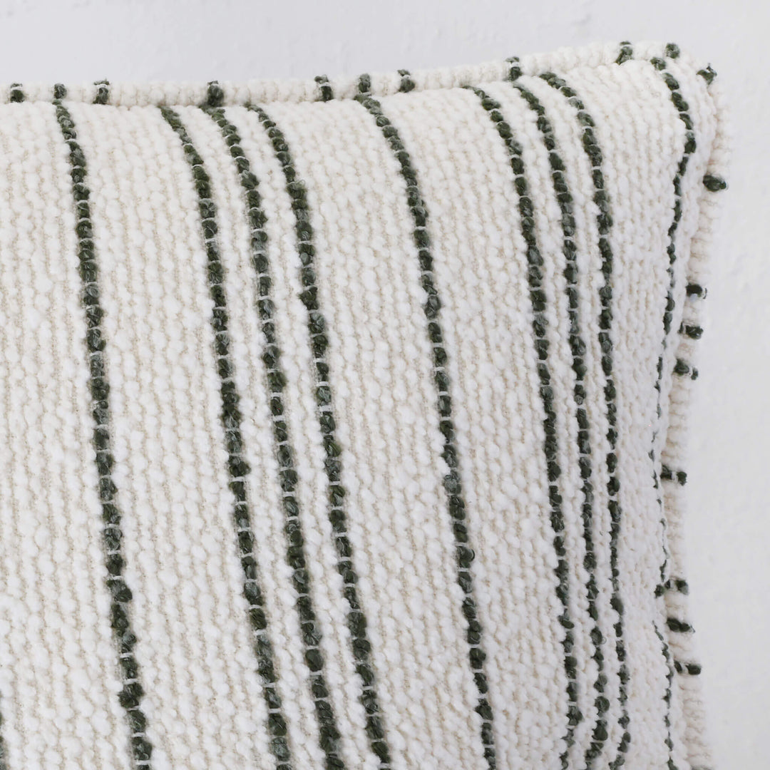 CAMPANIA STRIPE CUSHION  |  NATURAL + BLADE OLIVE   |  40X60 | 50X50 | 60X60