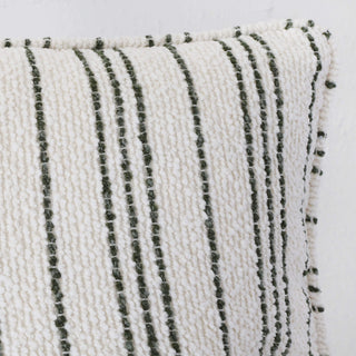 CAMPANIA STRIPE CUSHION  |  NATURAL + BLADE OLIVE   |  40X60 | 50X50 | 60X60