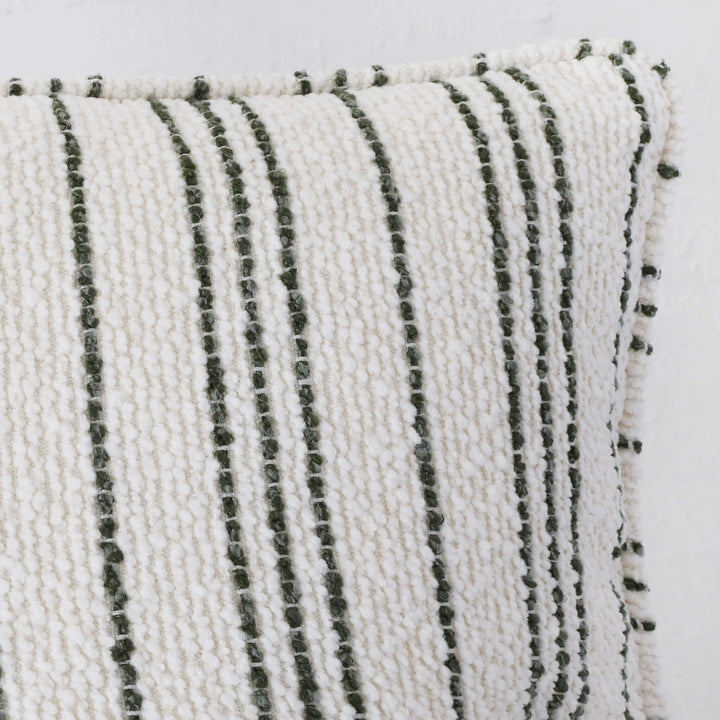 CAMPANIA STRIPE CUSHION  |  NATURAL + BLADE OLIVE   |  40X60 | 50X50 | 60X60