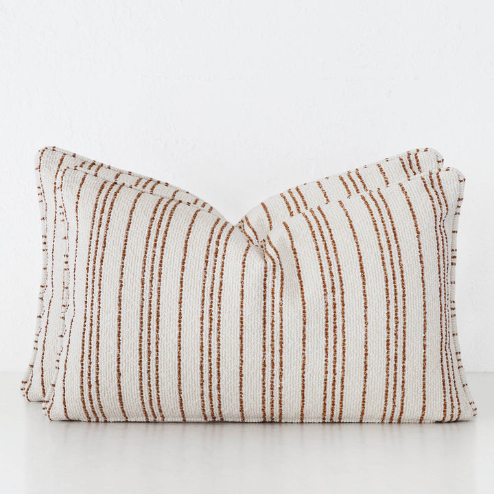 CAMPANIA STRIPE CUSHION BUNDLE X2  |  40X60  |  BONE + BURNT CARAMEL STRIPE