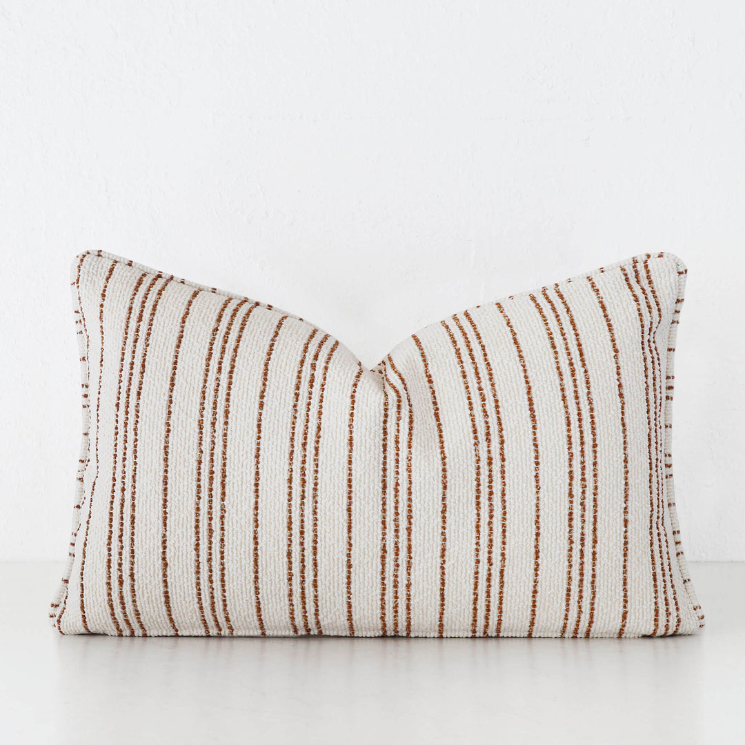 CAMPANIA STRIPE CUSHION  |  BONE + BURNT CARAMEL  |  40X60 | 50X50 | 60X60