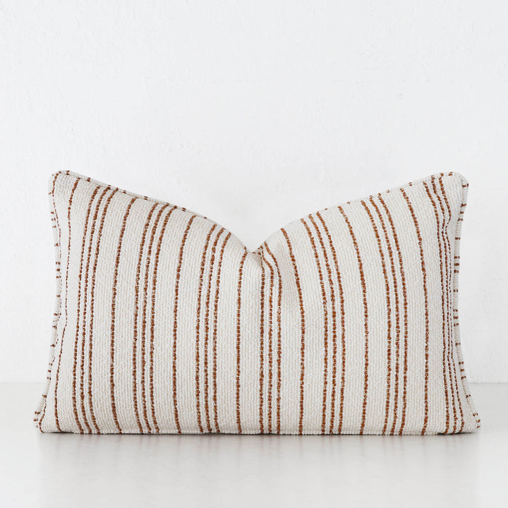 CAMPANIA STRIPE CUSHION  |  BONE + BURNT CARAMEL  |  40X60 | 50X50 | 60X60