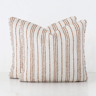 CAMPANIA STRIPE CUSHION BUNDLE X2  |  50X50  |  BURNT CARAMEL + BONE STRIPE