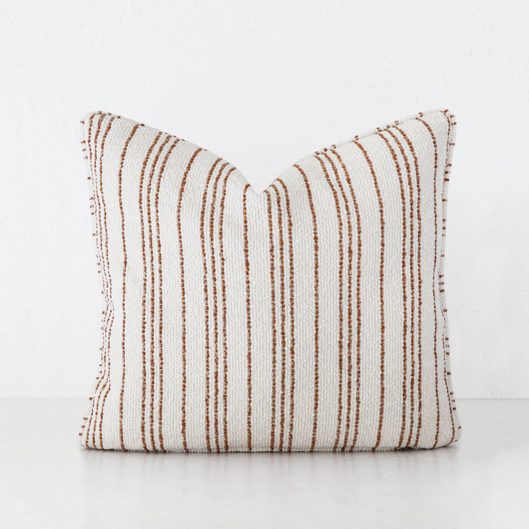 CAMPANIA STRIPE CUSHION  |  BONE + BURNT CARAMEL  |  40X60 | 50X50 | 60X60