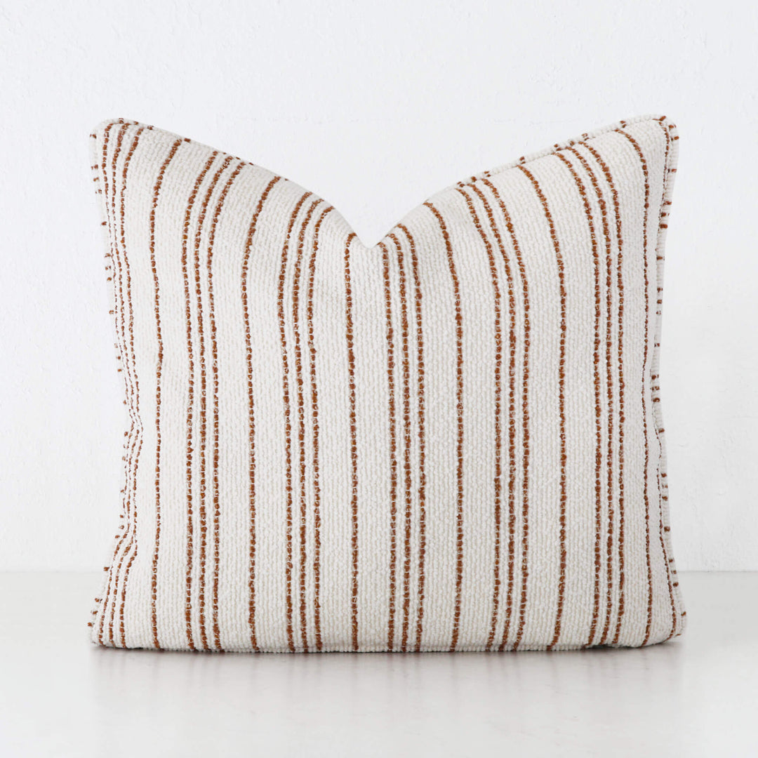 CAMPANIA STRIPE CUSHION  |  BONE + BURNT CARAMEL  |  40X60 | 50X50 | 60X60