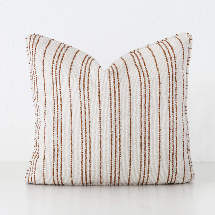 CAMPANIA STRIPE CUSHION  |  BONE + BURNT CARAMEL  |  40X60 | 50X50 | 60X60