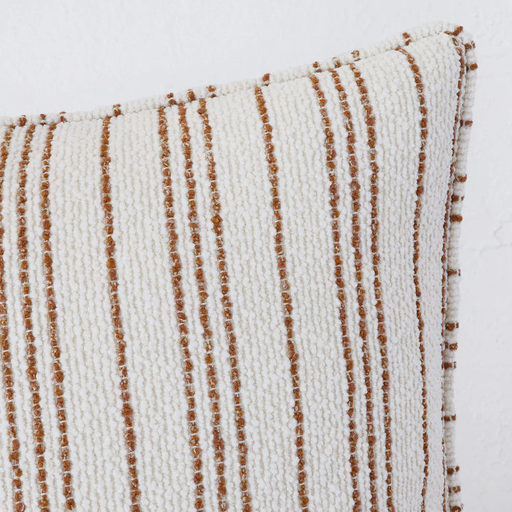 CAMPANIA STRIPE CUSHION  |  BONE + BURNT CARAMEL  |  40X60 | 50X50 | 60X60