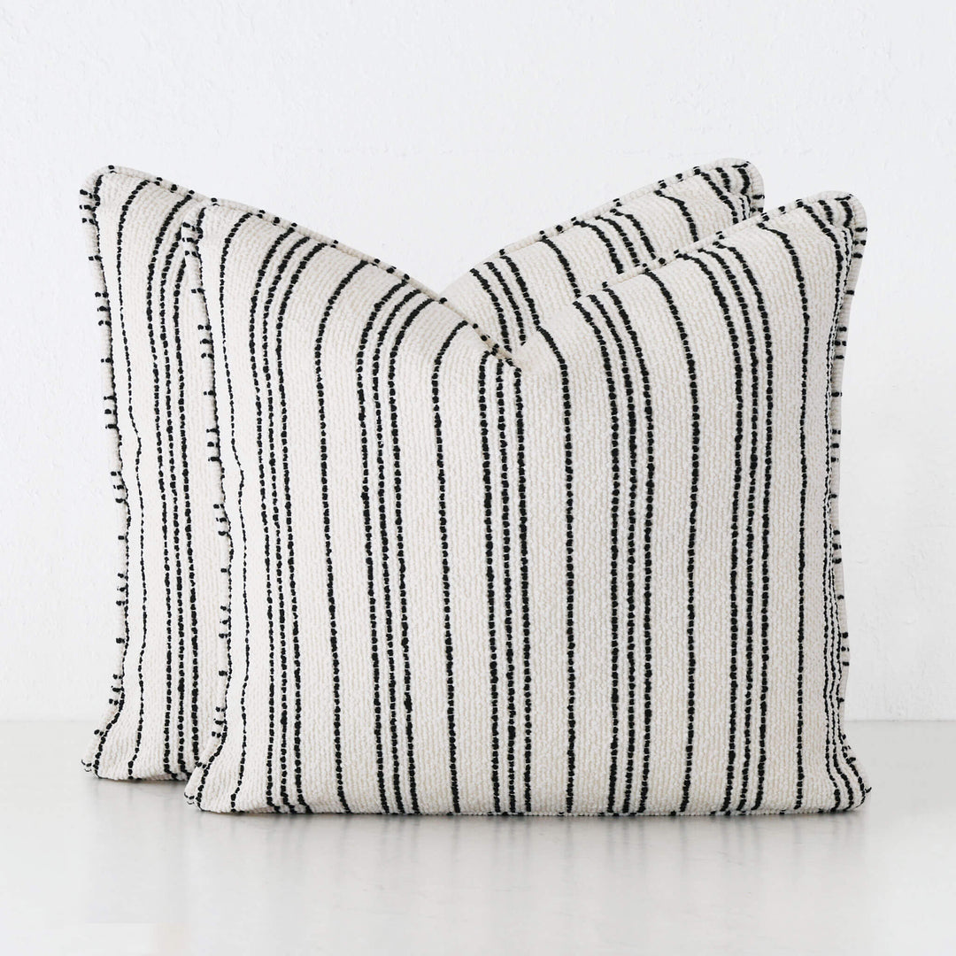 CAMPANIA STRIPE CUSHION BUNDLE X2  | 50X50  |  BONE + CARBON NOIR STRIPE