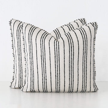 CAMPANIA STRIPE CUSHION BUNDLE X2  | 50X50  |  BONE + CARBON NOIR STRIPE