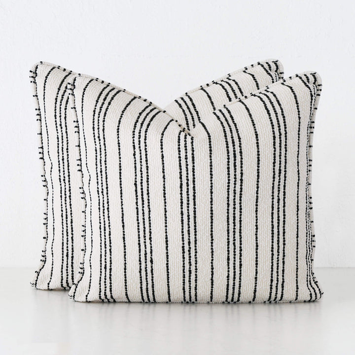 CAMPANIA STRIPE CUSHION BUNDLE X2  | 50X50  |  BONE + CARBON NOIR STRIPE