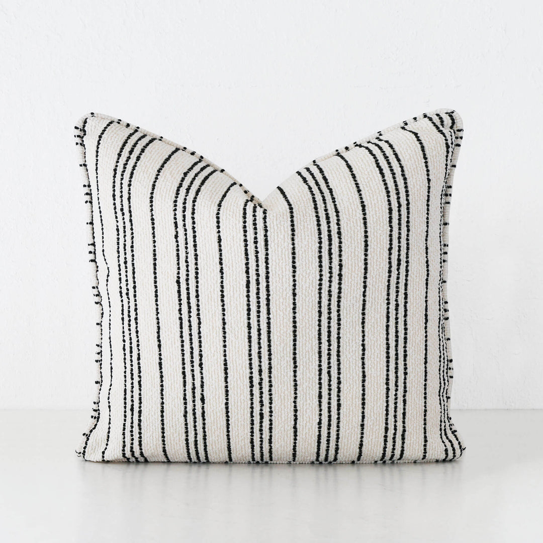 CAMPANIA STRIPE CUSHION  |  BONE + CARBON NOIR  | 50X50