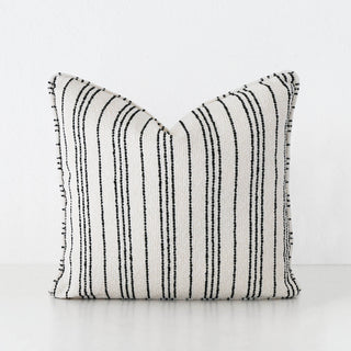 CAMPANIA STRIPE CUSHION  |  BONE + CARBON NOIR  | 50X50